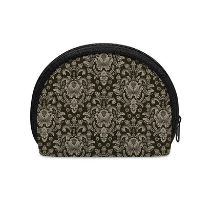 Brown Damask Pattern Print Coin Purse