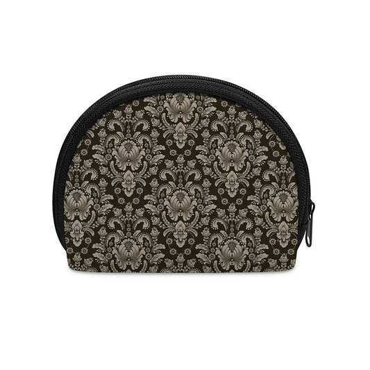 Brown Damask Pattern Print Coin Purse