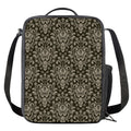Brown Damask Pattern Print Crossbody Lunch Bag
