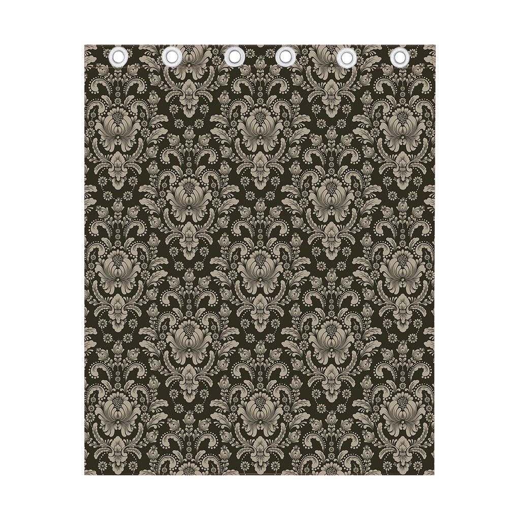 Brown Damask Pattern Print Curtain