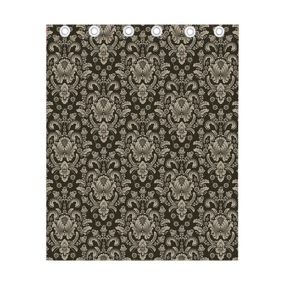 Brown Damask Pattern Print Curtain