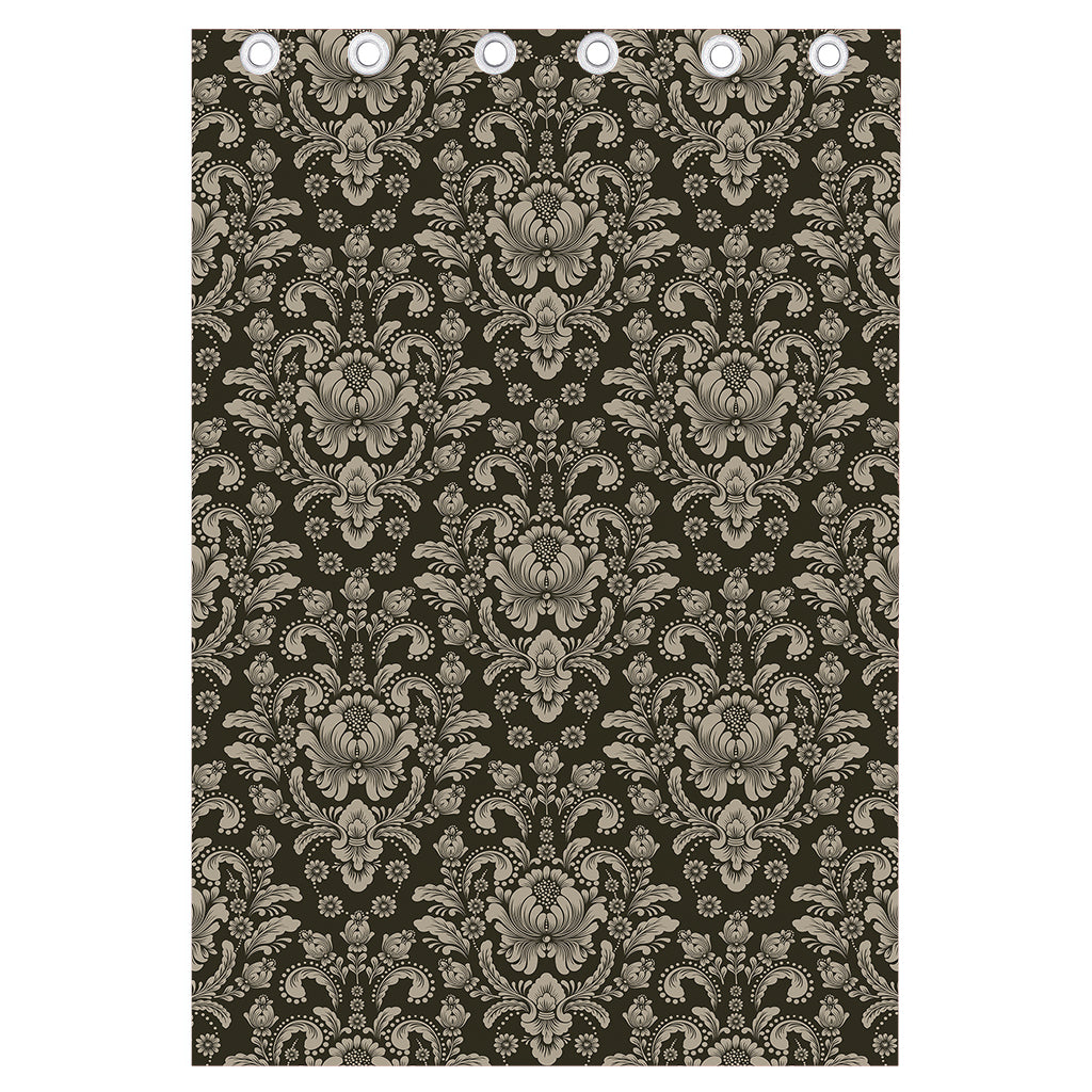 Brown Damask Pattern Print Curtain