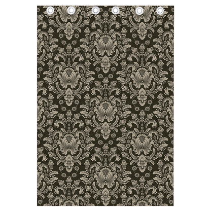 Brown Damask Pattern Print Curtain