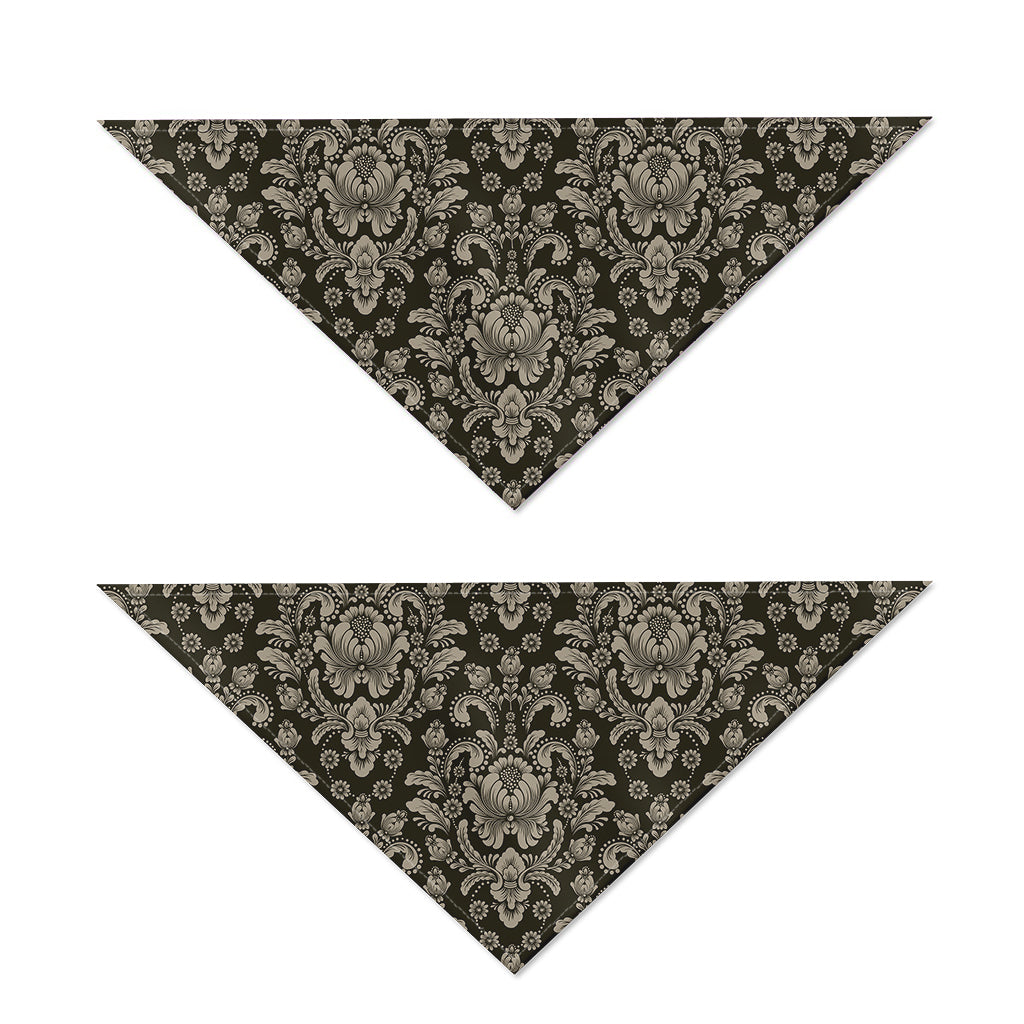 Brown Damask Pattern Print Dog Bandana