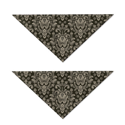 Brown Damask Pattern Print Dog Bandana