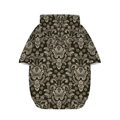 Brown Damask Pattern Print Dog Zip Up Hoodie