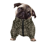 Brown Damask Pattern Print Dog Zip Up Jacket