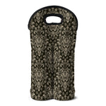 Brown Damask Pattern Print Double Neoprene Wine Tote