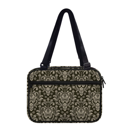Brown Damask Pattern Print Double Strap Bible Bag