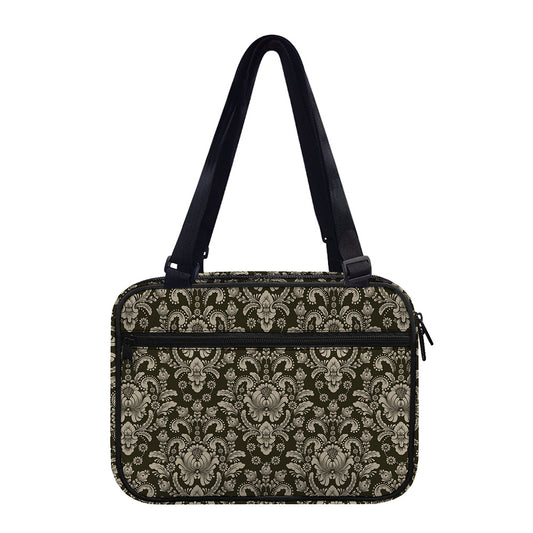 Brown Damask Pattern Print Double Strap Bible Bag