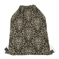 Brown Damask Pattern Print Drawstring Bag