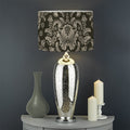Brown Damask Pattern Print Drum Lamp Shade