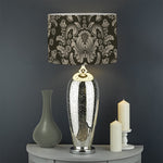 Brown Damask Pattern Print Drum Lamp Shade