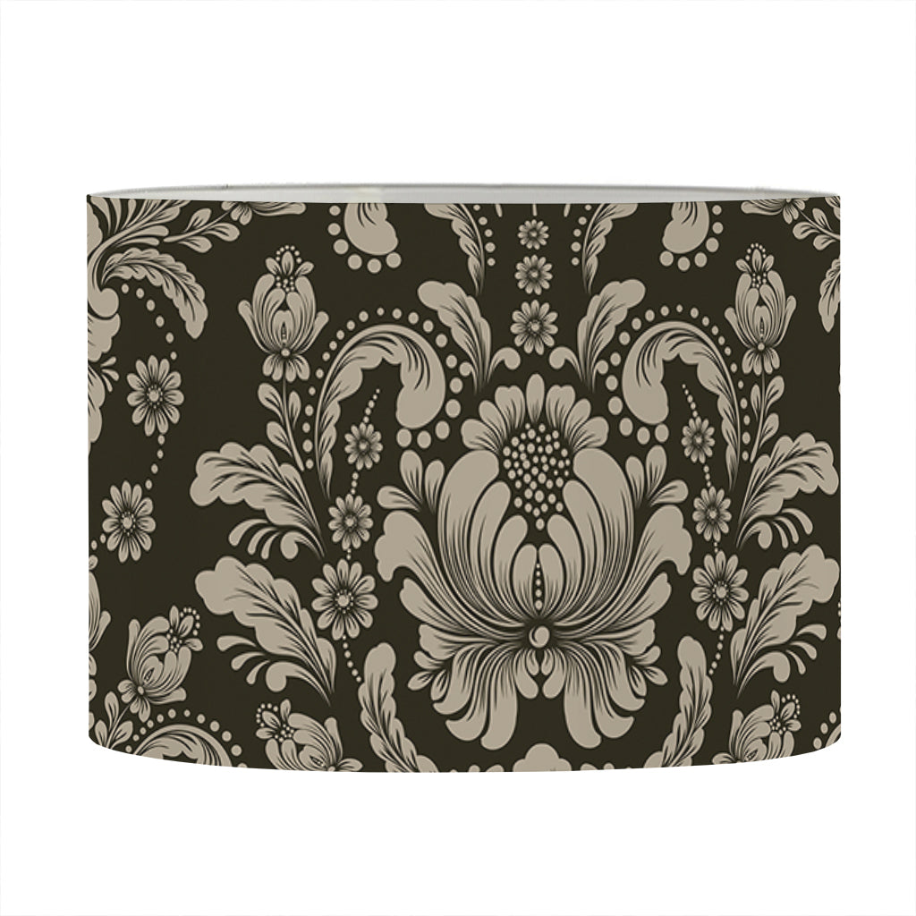 Brown Damask Pattern Print Drum Lamp Shade