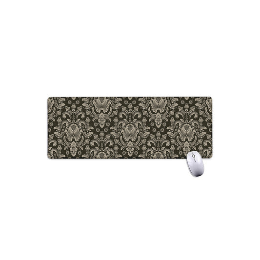 Brown Damask Pattern Print Extended Mouse Pad