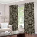 Brown Damask Pattern Print Extra Wide Grommet Curtains