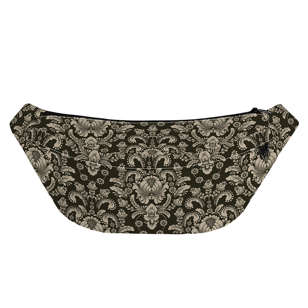 Brown Damask Pattern Print Fanny Pack