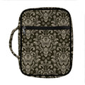 Brown Damask Pattern Print Front Pocket Bible Bag