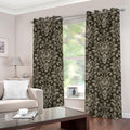 Brown Damask Pattern Print Grommet Curtains