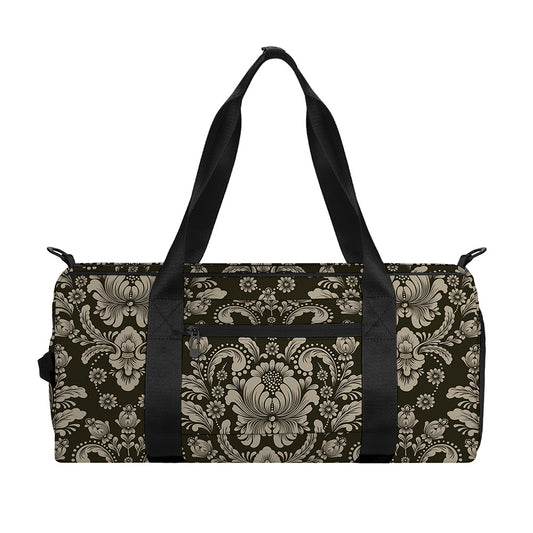 Brown Damask Pattern Print Gym Bag