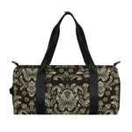 Brown Damask Pattern Print Gym Bag