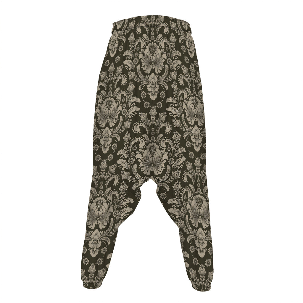 Brown Damask Pattern Print Hammer Pants