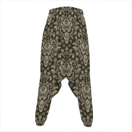 Brown Damask Pattern Print Hammer Pants