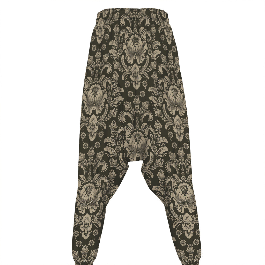 Brown Damask Pattern Print Hammer Pants
