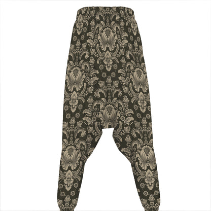 Brown Damask Pattern Print Hammer Pants