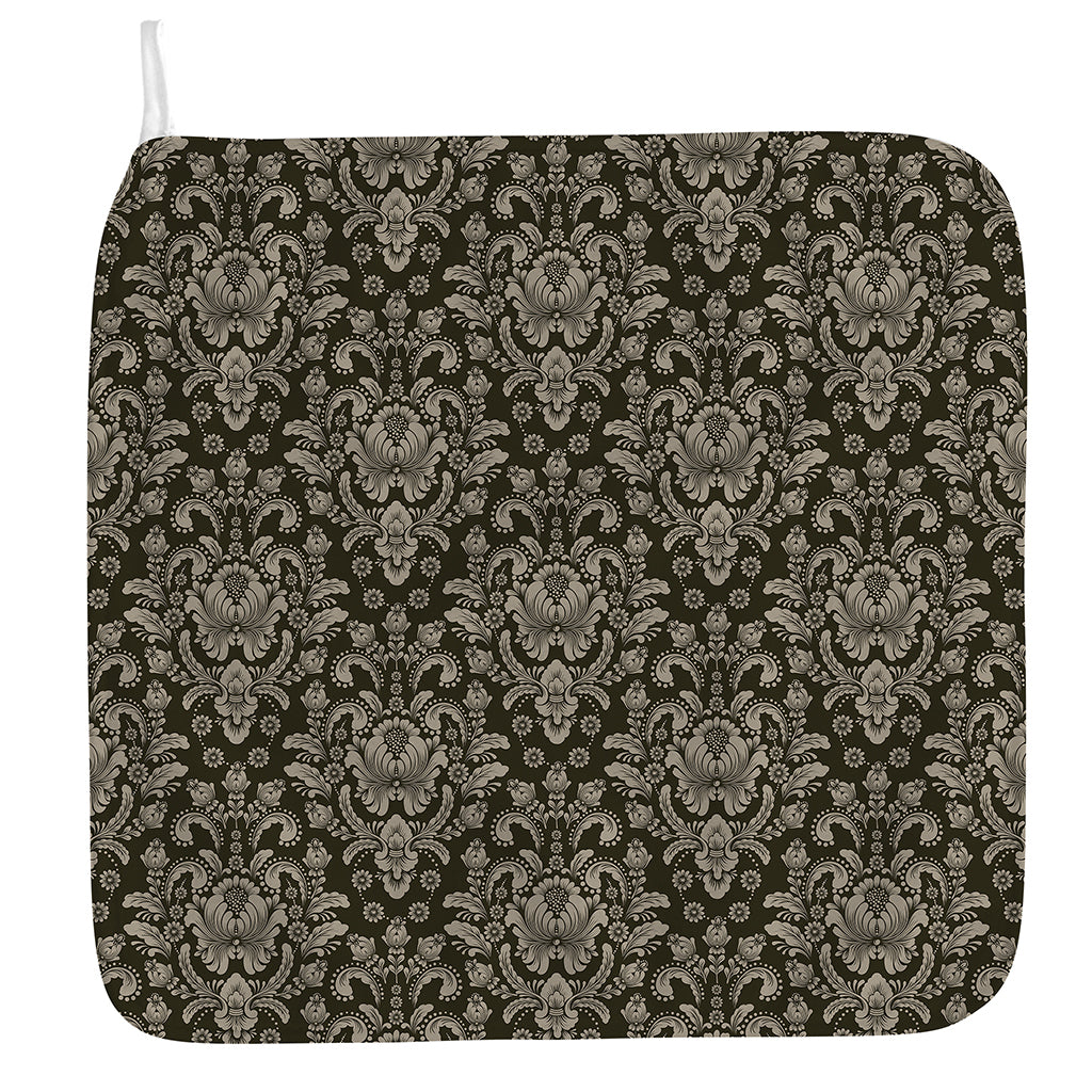 Brown Damask Pattern Print Hand Towel