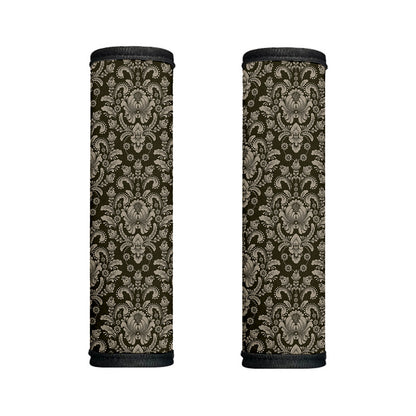 Brown Damask Pattern Print Handle Covers