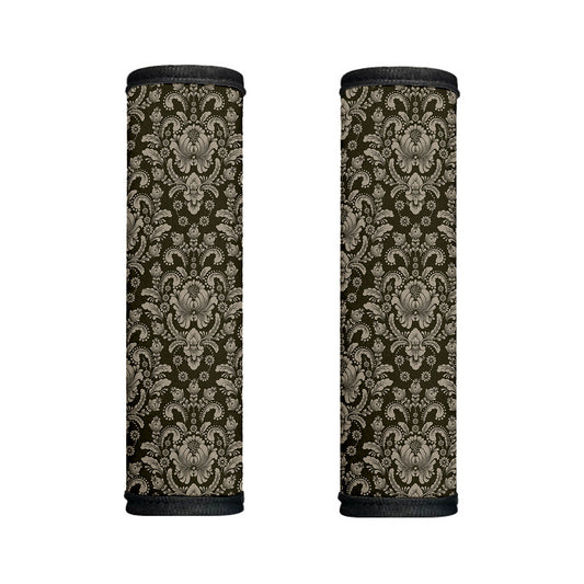 Brown Damask Pattern Print Handle Covers