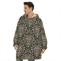 Brown Damask Pattern Print Hoodie Blanket