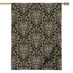 Brown Damask Pattern Print House Flag