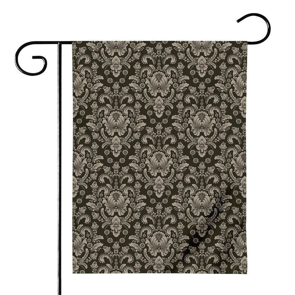 Brown Damask Pattern Print House Flag