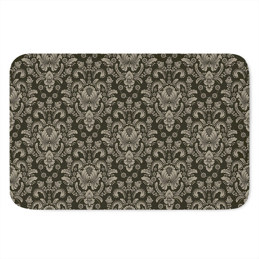 Brown Damask Pattern Print Indoor Door Mat