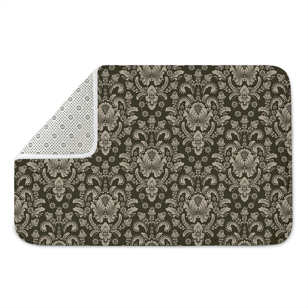 Brown Damask Pattern Print Indoor Door Mat