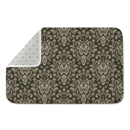 Brown Damask Pattern Print Indoor Door Mat