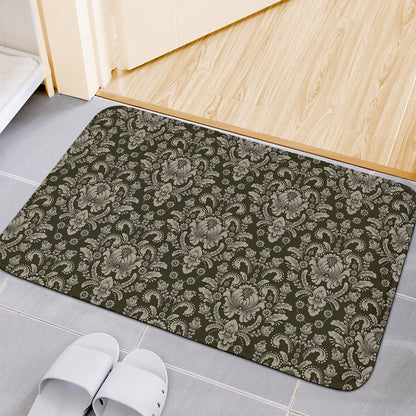 Brown Damask Pattern Print Indoor Door Mat