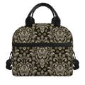 Brown Damask Pattern Print Insulated Lunch Bag