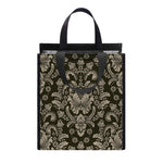 Brown Damask Pattern Print Insulated Lunch Tote