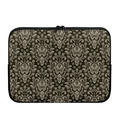 Brown Damask Pattern Print Laptop Sleeve