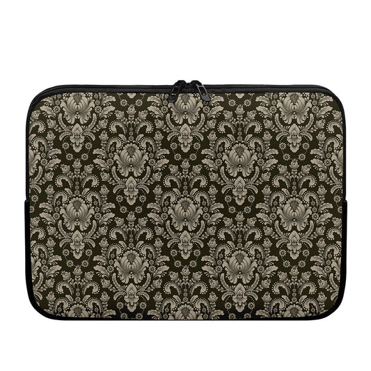 Brown Damask Pattern Print Laptop Sleeve
