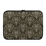 Brown Damask Pattern Print Laptop Sleeve