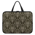 Brown Damask Pattern Print Laptop Sleeve With Handle