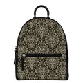 Brown Damask Pattern Print Leather Backpack