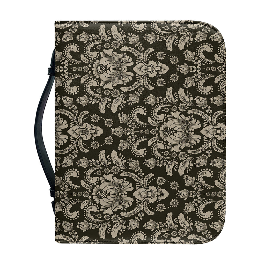 Brown Damask Pattern Print Leather Bible Cover