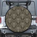 Brown Damask Pattern Print Leather Spare Tire Cover