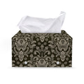 Brown Damask Pattern Print Leather Tissue Box Cover