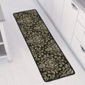 Brown Damask Pattern Print Long Kitchen Mat